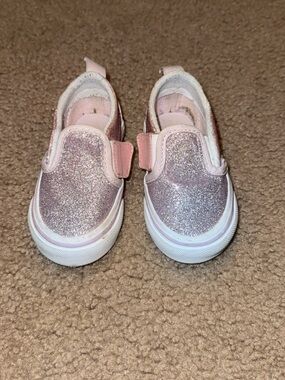 Vans Kids Glitter Pink Slip-On Sneakers